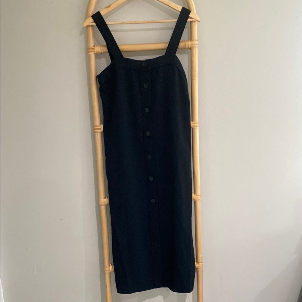 Everlane Black Square Neck Sleeveless Midi Dress